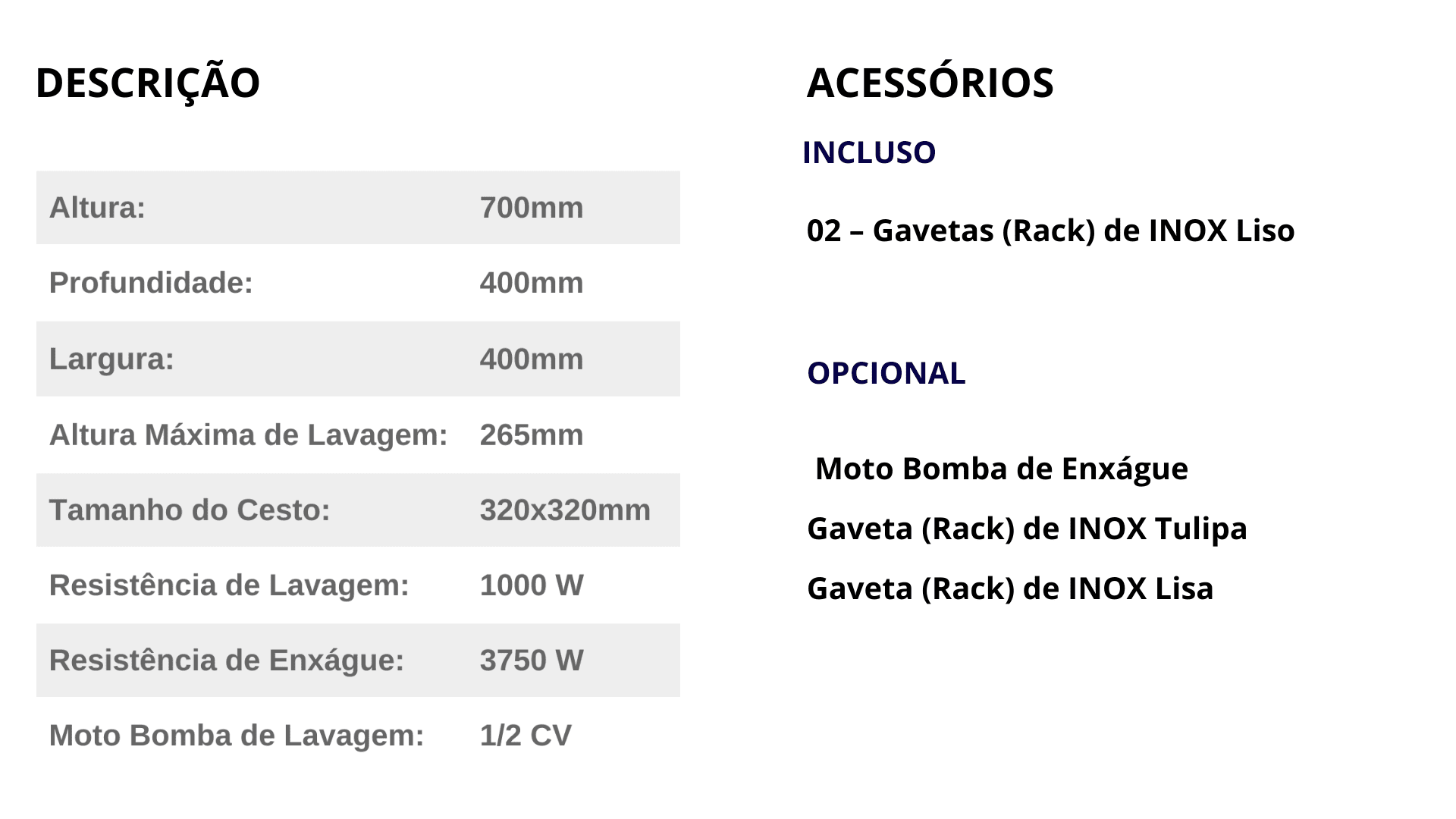 Lavadora MVF 320 Tabela Completa