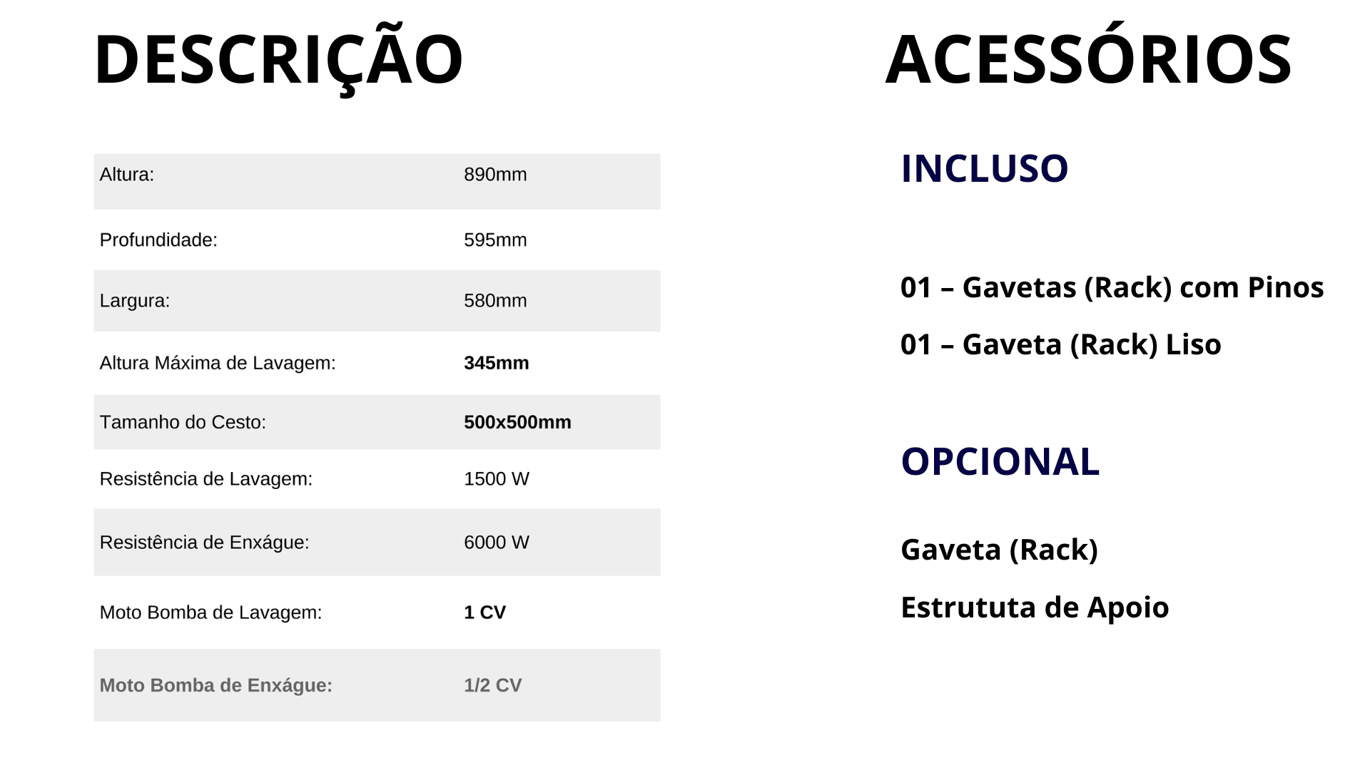 Lavadora MVF 45 Tabela Completa