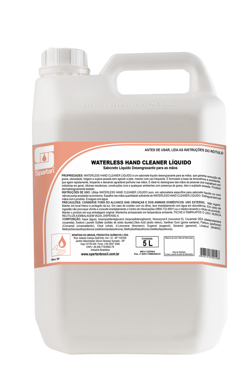 Waterless Hand Cleaner Liquido Spartan 5 Litros